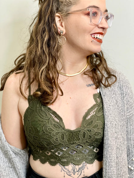 The Alexis Bralette in Dark Olive