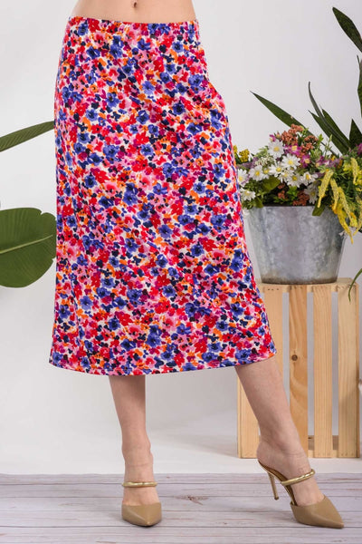 Summer Time Floral A-Line Midi Skirt