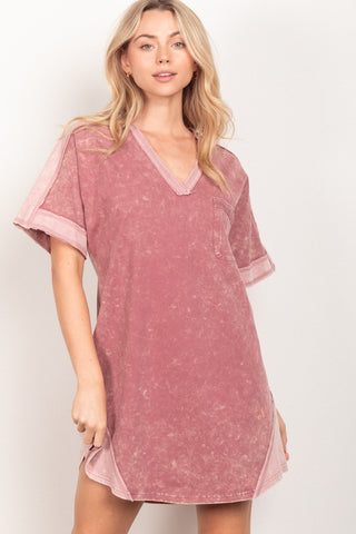 Delaney Short Sleeve V-Neck Tee Dress