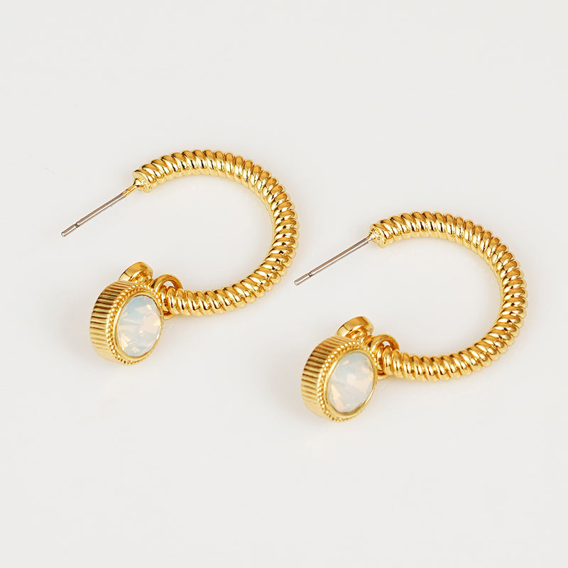 Cat's Eye Stone C-Hoop Earrings