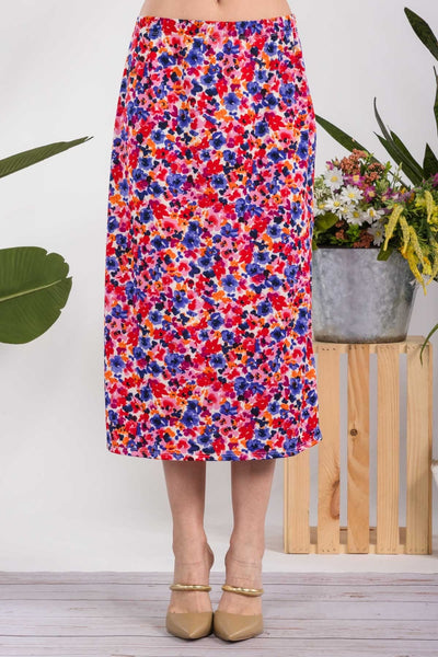 Summer Time Floral A-Line Midi Skirt