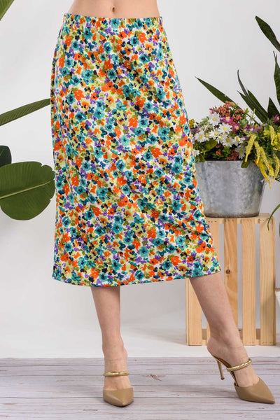 Summer Time Floral A-Line Midi Skirt