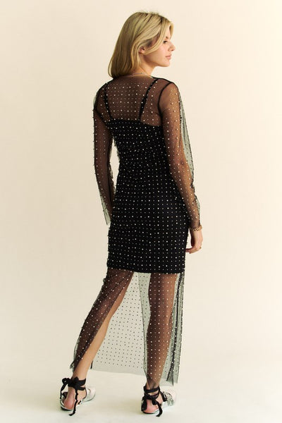 Renaissance Mesh Pearl and Rhinestone Dress