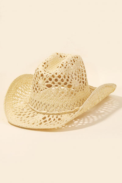 Let’s Go Girls Straw Weave Rope Ribbon Cowboy Hat