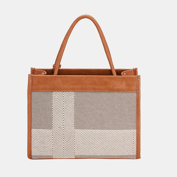 Striped Contrast Tote Bag