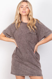 Samantha Washed Round Neck Mini Tee Dress