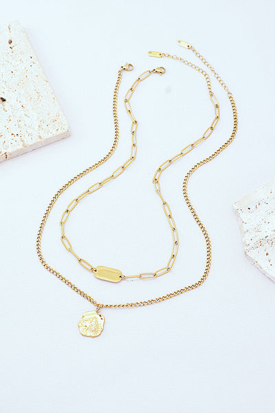 Duo Double-Layered Pendant Necklace