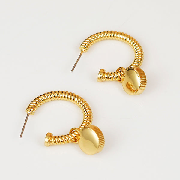 Cat's Eye Stone C-Hoop Earrings