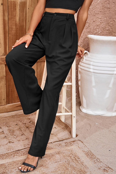 I Mean Business Pleated Straight Leg Pants