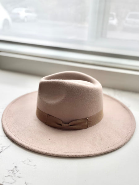 The Ali Wide Brim Fedora in Taupe