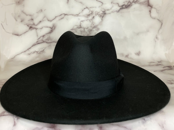 The Ali Wide Brim Fedora in Black