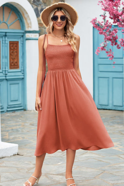 Smocked with Smiles Spaghetti Strap Midi Dress